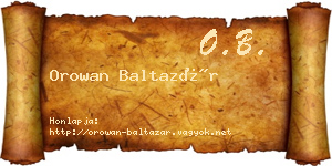 Orowan Baltazár névjegykártya